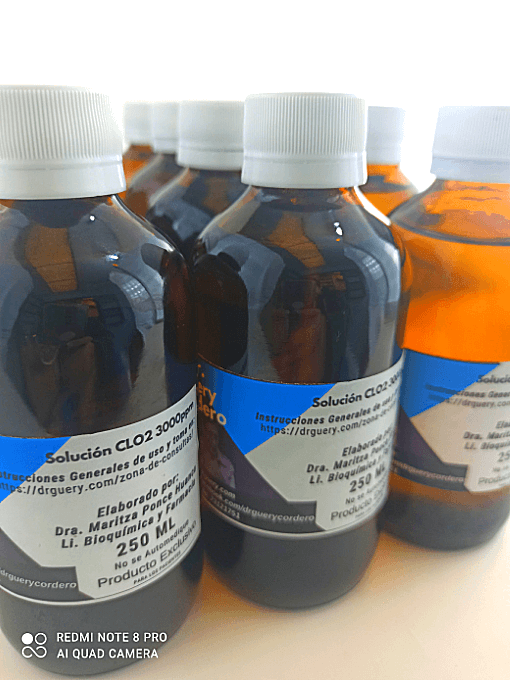Dióxido de cloro (C.D.S.) 3000 ppm, 250 ml Vidrio